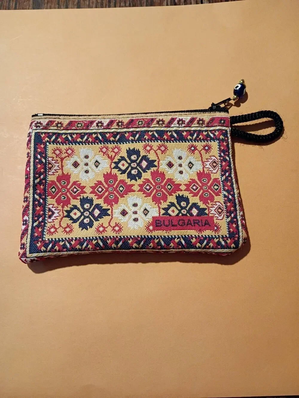 Bulgaria Woven Fabric Coin Purse Zipper Change Bright Multicolor